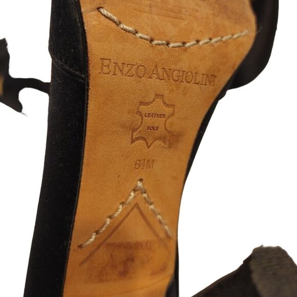Enzo Angiolini Satin Peep Toe Pumps Crisscross Strap Leather Sole Womens 6.5M - Picture 7 of 7